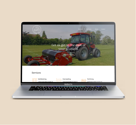 Vertidrain Hire website showing on a laptop screen.